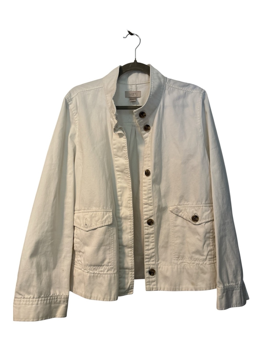 LOFT Outlet Off White Collarless Jacket w pockets